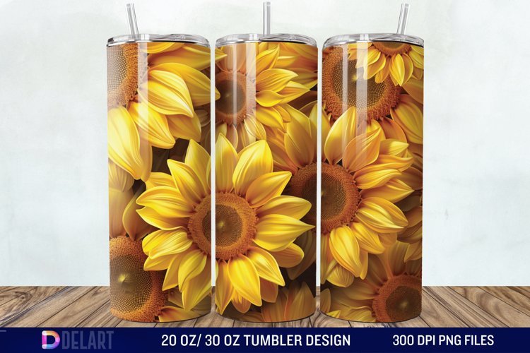 3D Sunflower Flower Tumbler Wrap example image 1