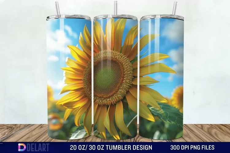 3D Sunflower Flower Tumbler Wrap