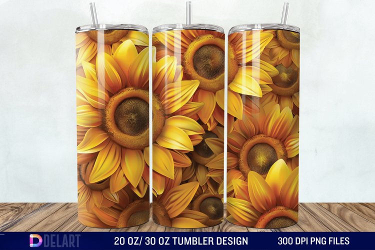 3D Sunflower Flower Tumbler Wrap example image 1