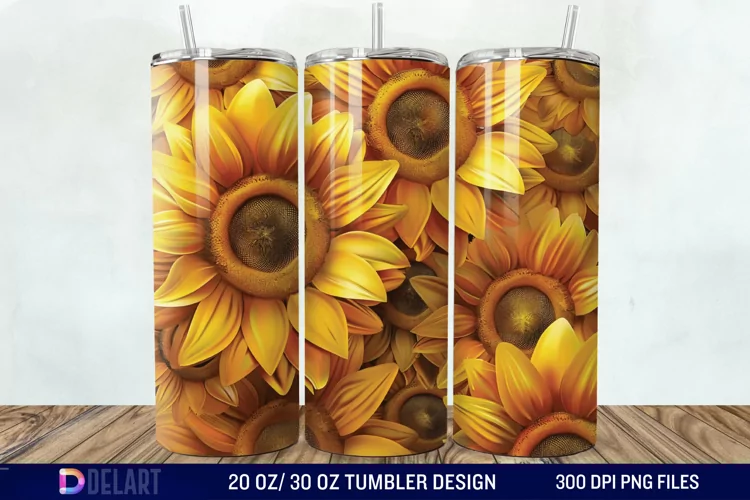 3D Sunflower Flower Tumbler Wrap