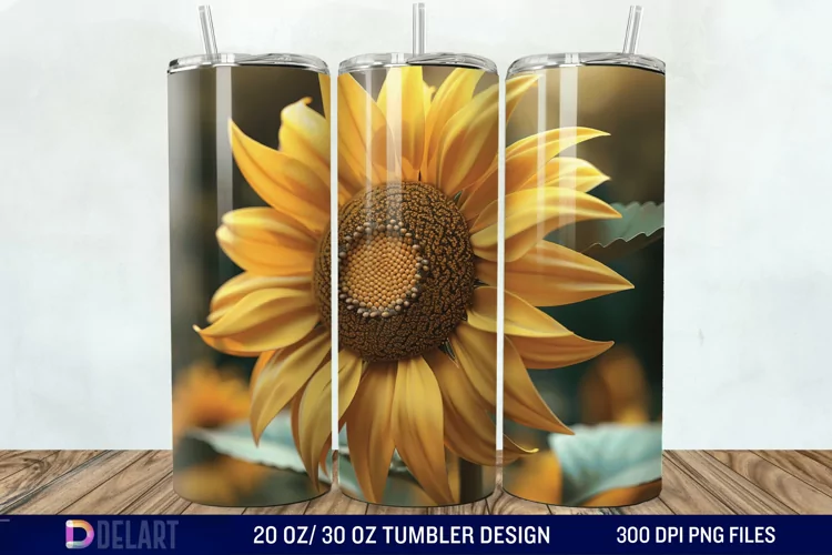 3D Sunflower Flower Tumbler Wrap