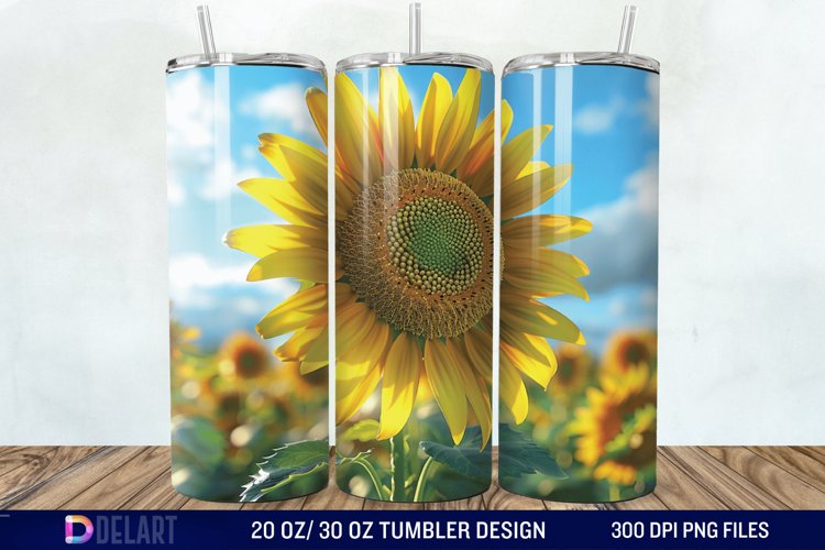3D Sunflower Flower Tumbler Wrap example image 1