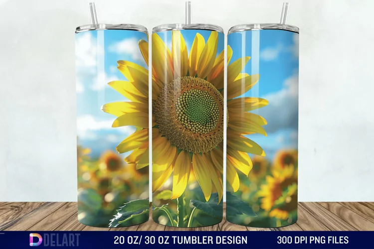 3D Sunflower Flower Tumbler Wrap