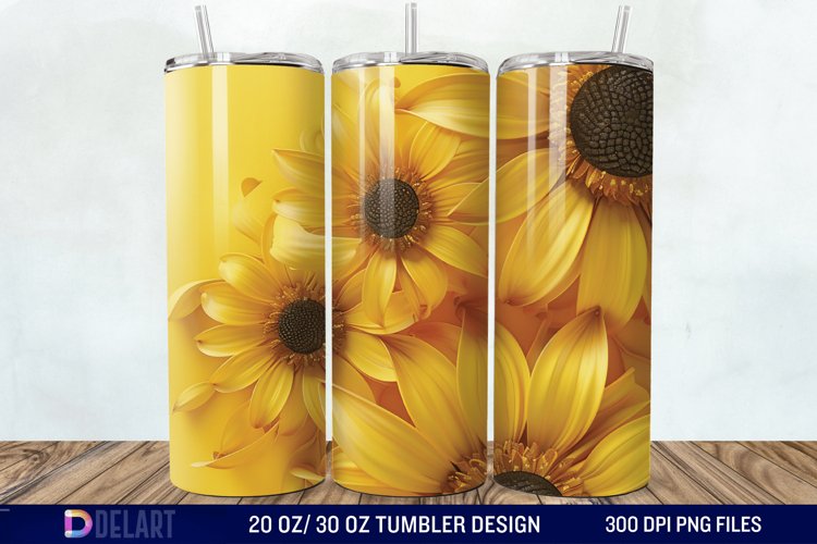 3D Sunflower Flower Tumbler Wrap example image 1