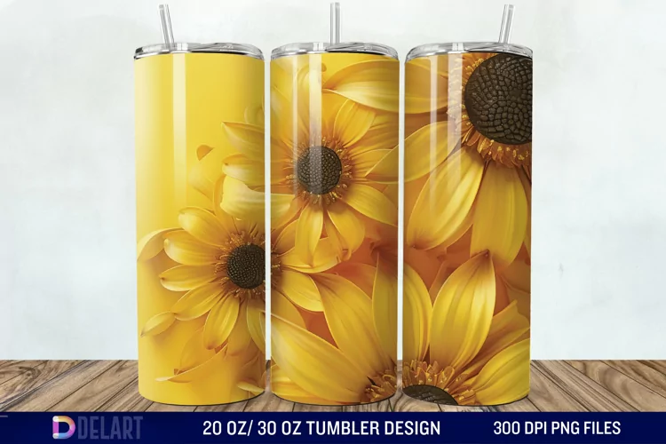 3D Sunflower Flower Tumbler Wrap