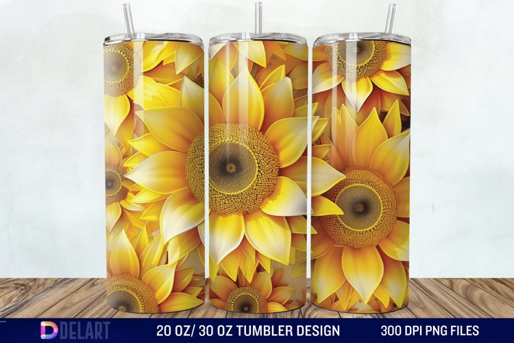 3D Sunflower Flower Tumbler Wrap example image 1