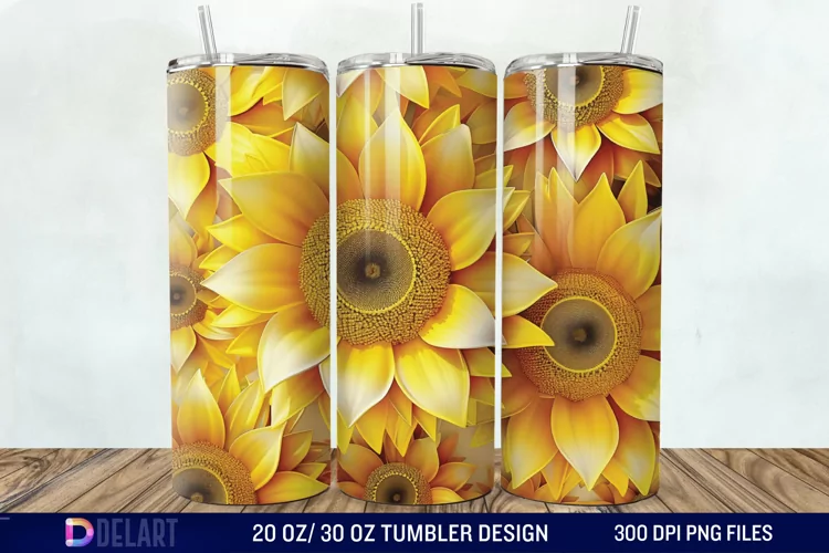 3D Sunflower Flower Tumbler Wrap