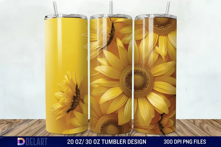 3D Sunflower Flower Tumbler Wrap