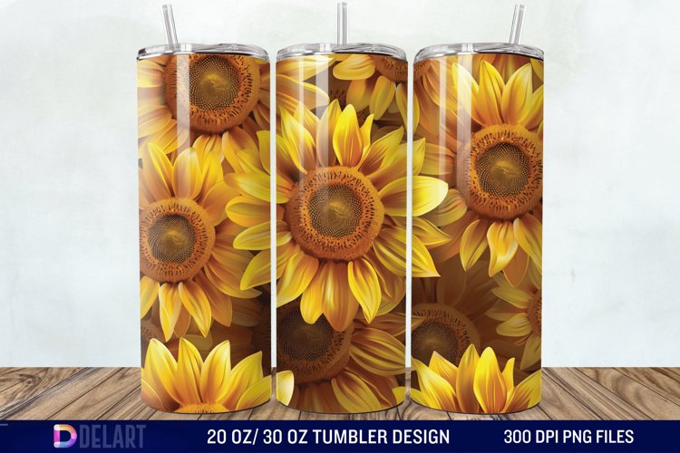 3D Sunflower Flower Tumbler Wrap example image 1