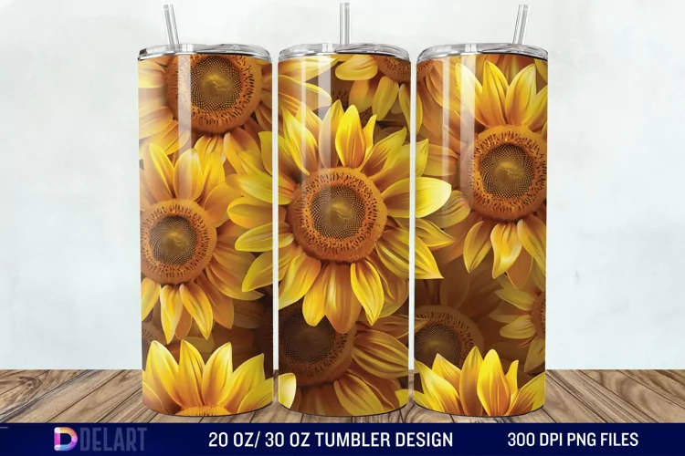 3D Sunflower Flower Tumbler Wrap