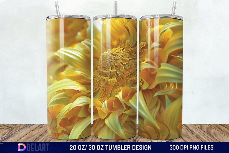 3D Sunflower Flower Tumbler Wrap example image 1