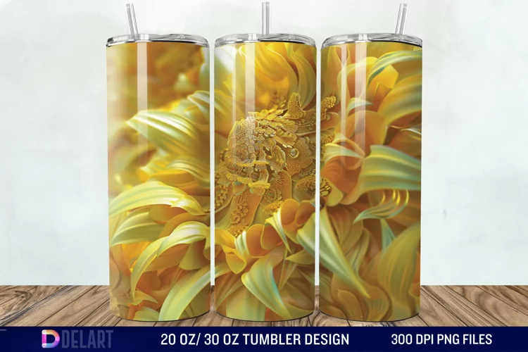 3D Sunflower Flower Tumbler Wrap