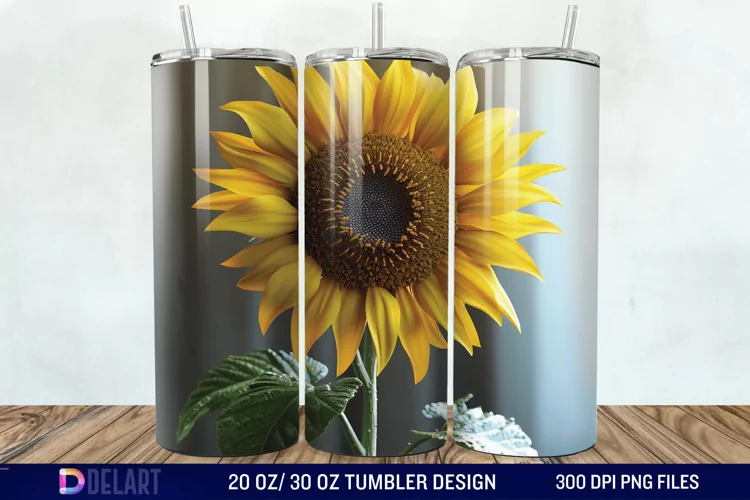 3D Sunflower Flower Tumbler Wrap