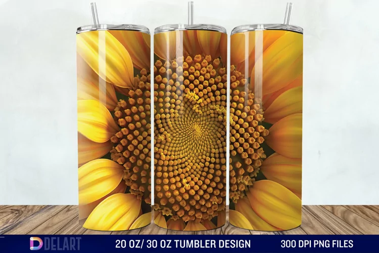 3D Sunflower Flower Tumbler Wrap