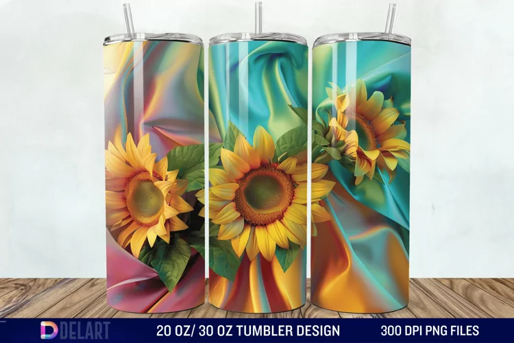 3d Sunflower Flowers Tumbler Wrap
