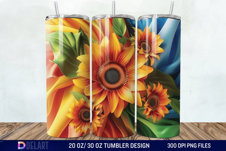3d Sunflower Flowers Tumbler Wrap example image 1
