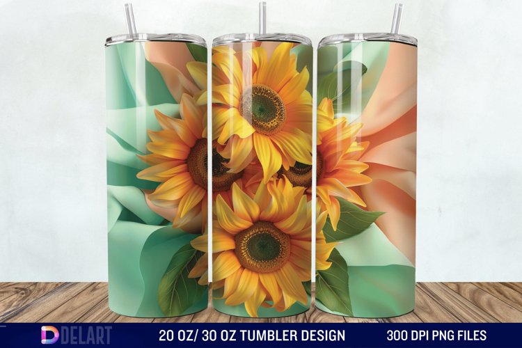 3d Sunflower Flowers Tumbler Wrap example image 1