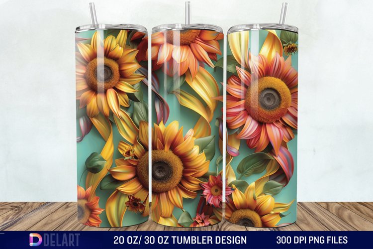 3d Sunflower Flowers Tumbler Wrap example image 1
