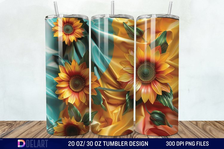 3d Sunflower Flowers Tumbler Wrap example image 1