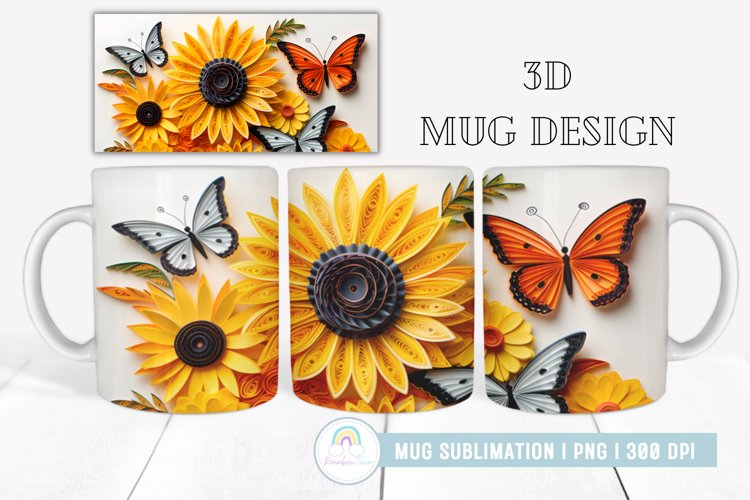 3D Flowers Mug Sublimation I Mug Wrap example image 1