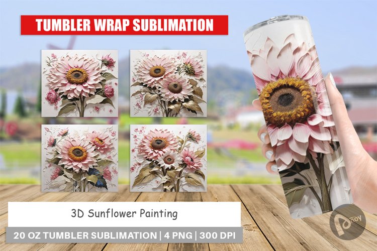 Tumbler Wrap 3D Sunflower Painting