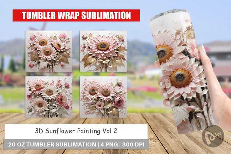 Tumbler Wrap 3D Sunflower Painting