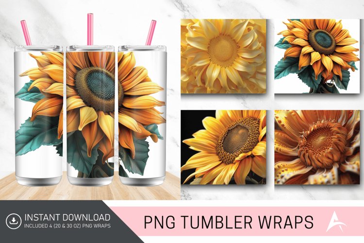 3D Sunflower Serenity Tumbler wrap