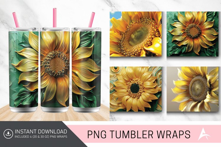 3D Sunflower Serenity Tumbler wrap example image 1
