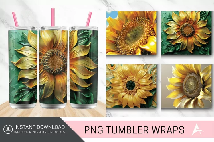 3D Sunflower Serenity Tumbler wrap