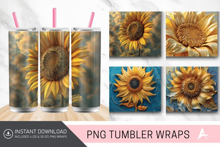 3D Sunflower Serenity Tumbler wrap