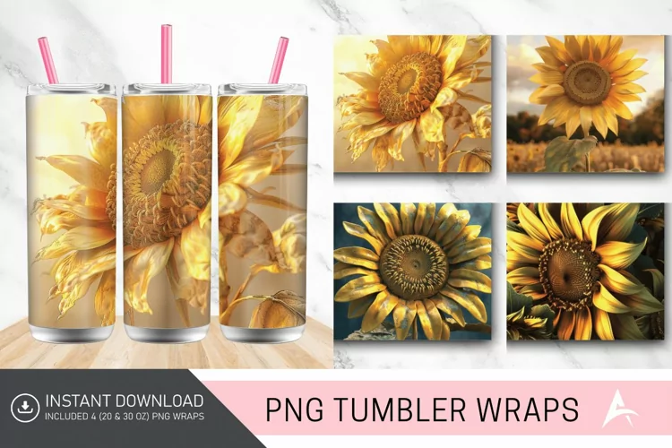 3D Sunflower Serenity Tumbler wrap