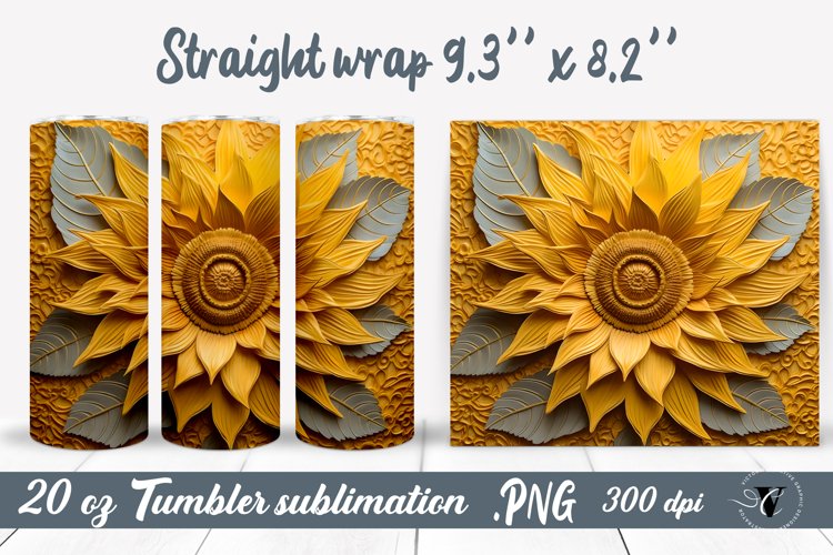 3D sunflower tumbler | 3D flowers Tumbler wrap