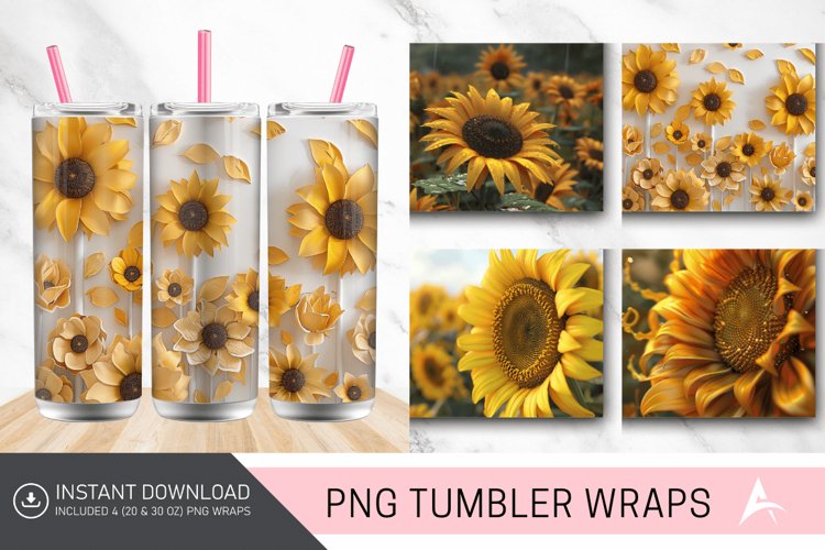 3D Sunflower Tumbler Wrap
