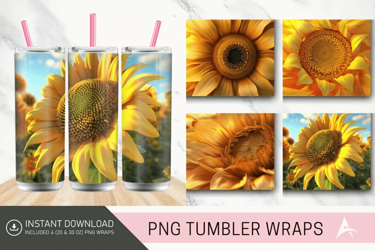3D Sunflower Tumbler Wrap