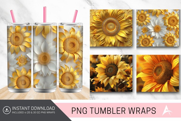3D Sunflower Tumbler Wrap