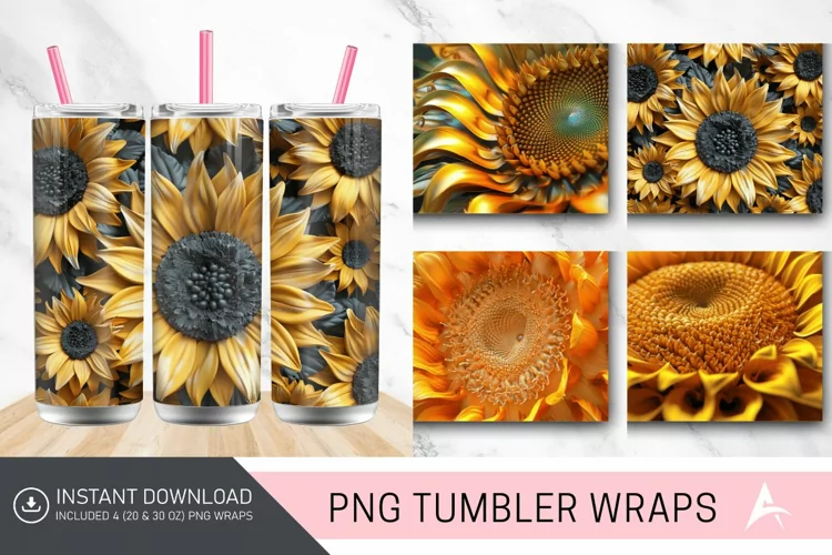 3D Sunflower Tumbler Wrap