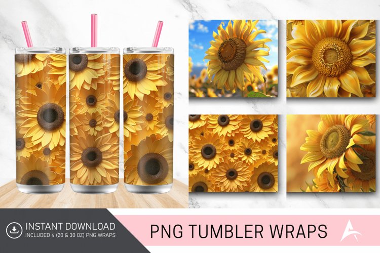 3D Sunflower Tumbler Wrap