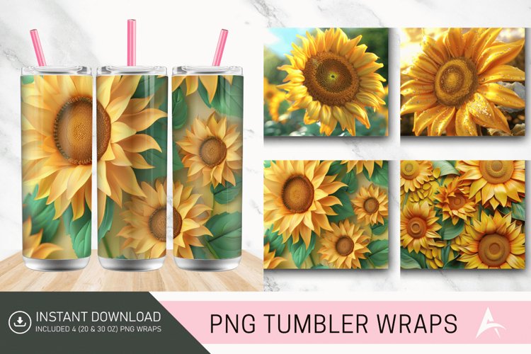 3D Sunflower Tumbler Wrap