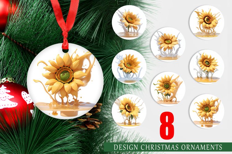 Christmas Ornaments 3D Sunflower Water Splash