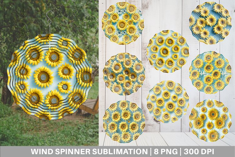 3D Sunflowers Pattern Wind Spinner | Sublimation Spinner Des