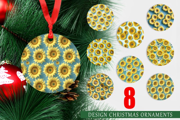 3D Sunflowers Pattern Christmas Ornaments