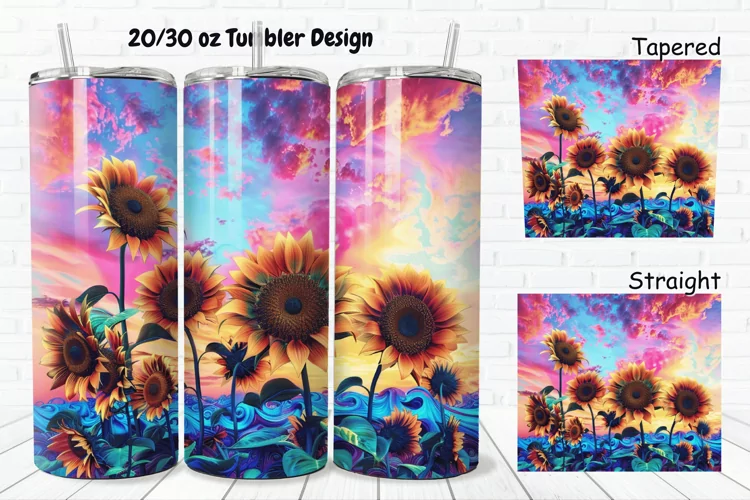 3D Sunflowers Sunset 20/30oz Skinny Tumbler