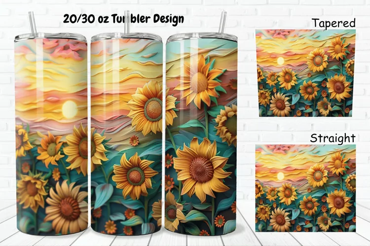 3D Sunflowers Sunset 20/30oz Skinny Tumbler