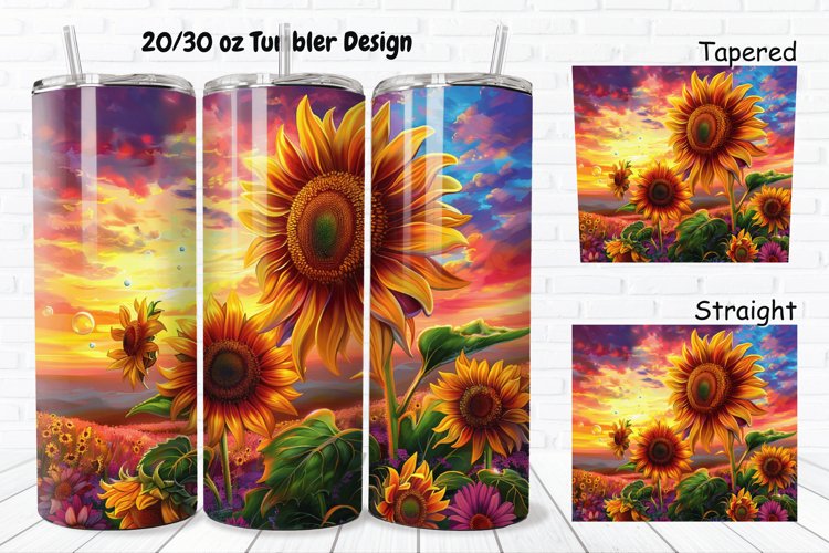 3D Sunflowers Sunset 20/30oz Skinny Tumbler