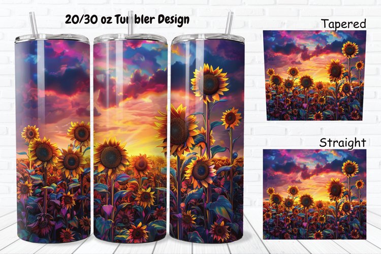 3D Sunflowers Sunset 20/30oz Skinny Tumbler