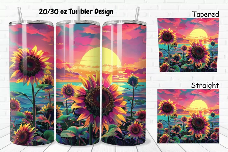 3D Sunflowers Sunset 20/30oz Skinny Tumbler