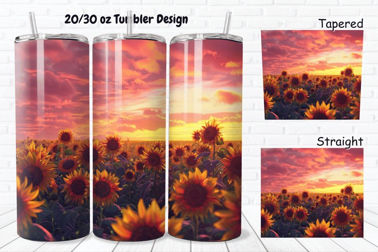 3D Sunflowers Sunset 20/30oz Skinny Tumbler