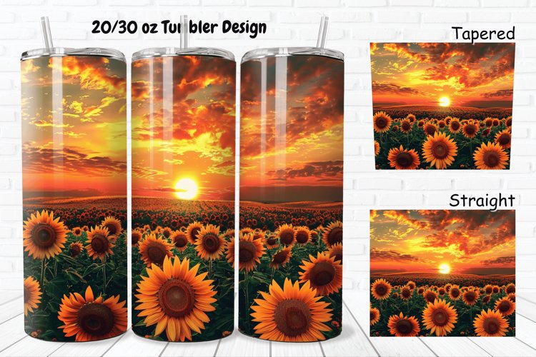 3D Sunflowers Sunset 20/30oz Skinny Tumbler