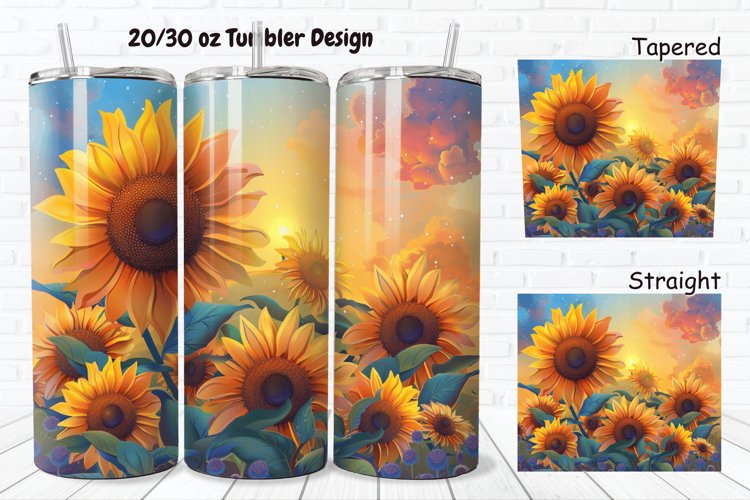 3D Sunflowers Sunset 20/30oz Skinny Tumbler