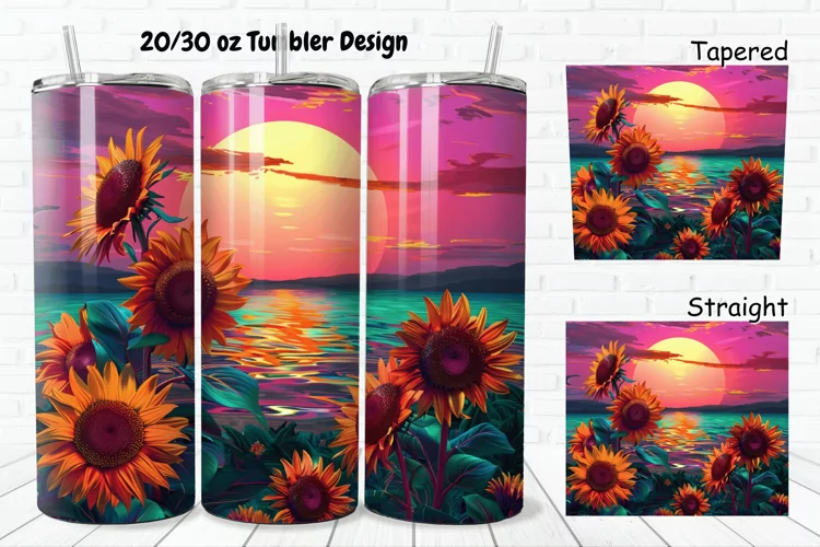 3D Sunflowers Sunset 20/30oz Skinny Tumbler